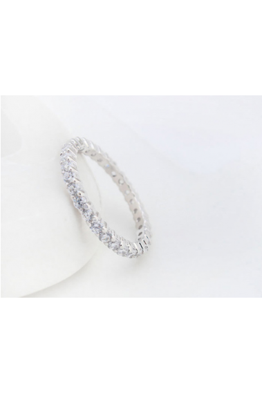 Bague fine femme argent anneau strass - 22453 #1