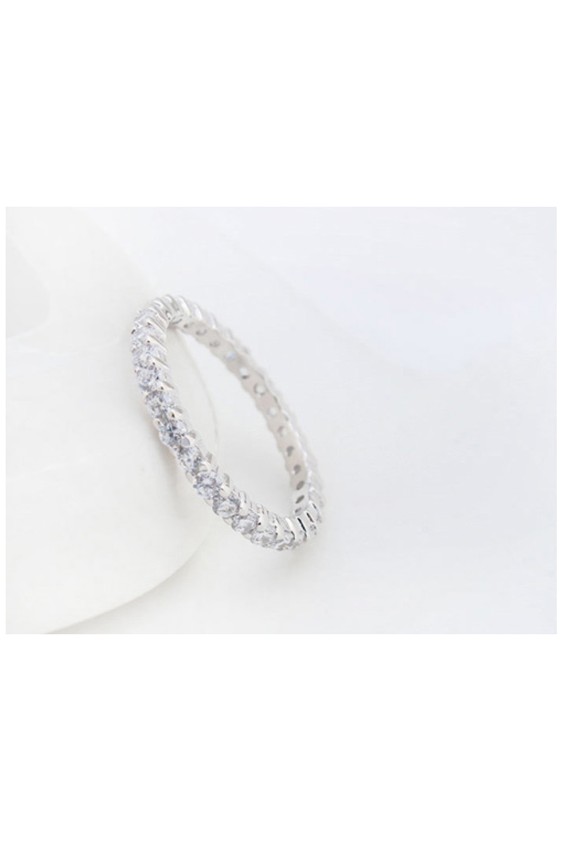 Silver thin pretty rings for women with rhinestones - Ref 22453 - 01