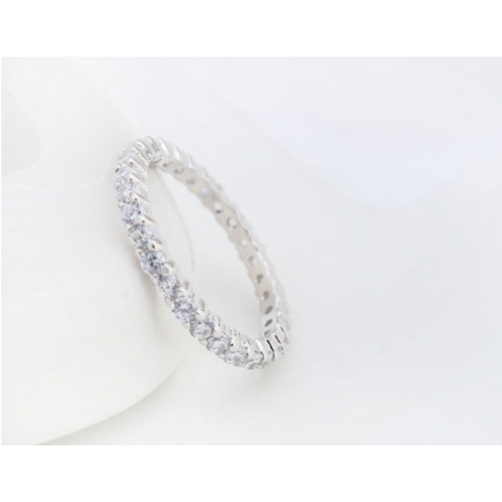 Silver thin pretty rings for women with rhinestones