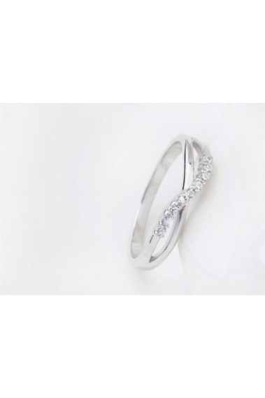 Bague croisée en argent une ligne de strass - 22455 #1