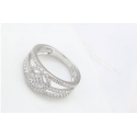 Bague femme large argent sterling ornée de strass - Ref 22456 - 02