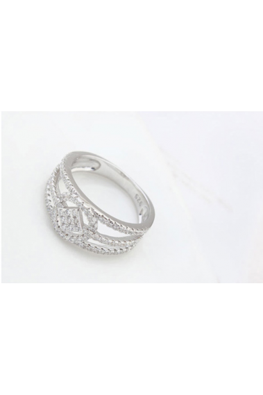 Wide rings for women silver with sparkling rhinestone - 22456 #1