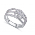 Bague femme large argent sterling ornée de strass - Ref 22456 - 03