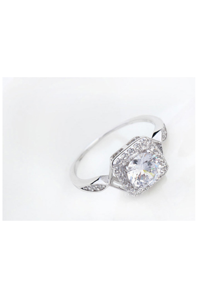 Silver platinum engagement rings for women - Ref 22458 - 01