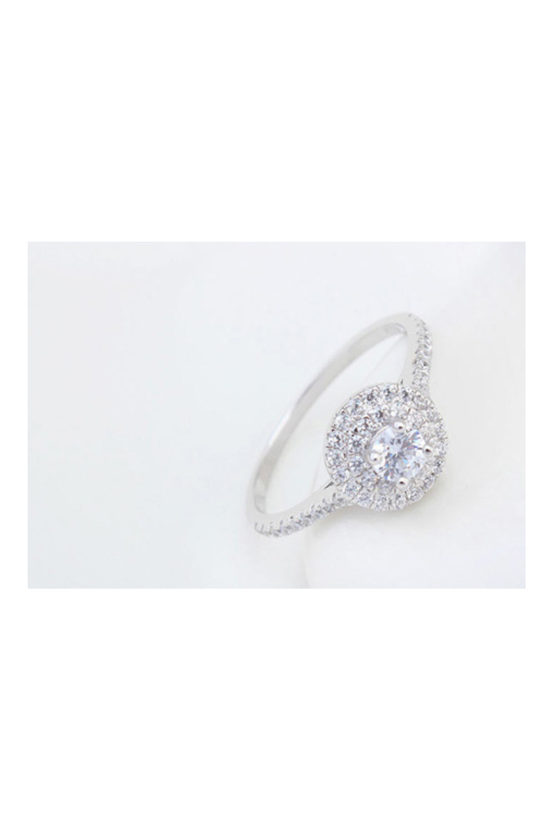 Bague ronde femme solitaire en argent - Ref 22547 - 01