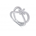 Bijou femme bague en argent anneau croisé - Ref 22548 - 02