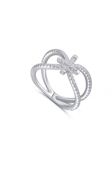 Bijou femme bague en argent anneau croisé - 22548 #1