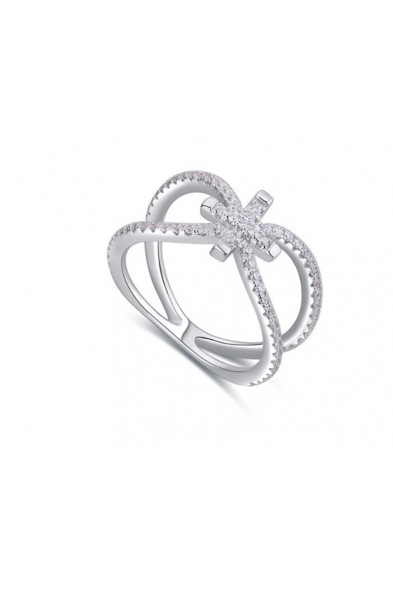 Designer sterling silver cross ring womens - Ref 22548 - 01