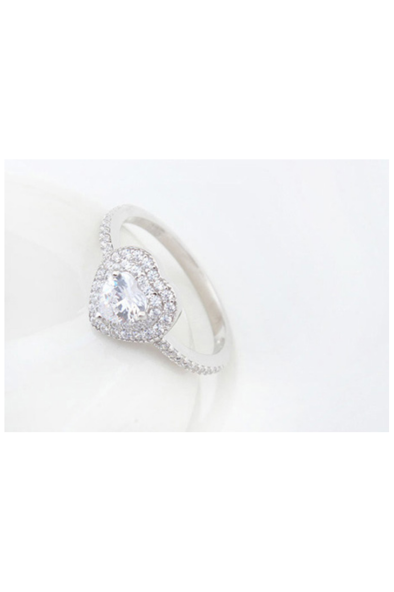 Bague coeur solitaire femme tendance - Ref 22549 - 01