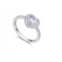 Bague coeur solitaire femme tendance - Ref 22549 - 03