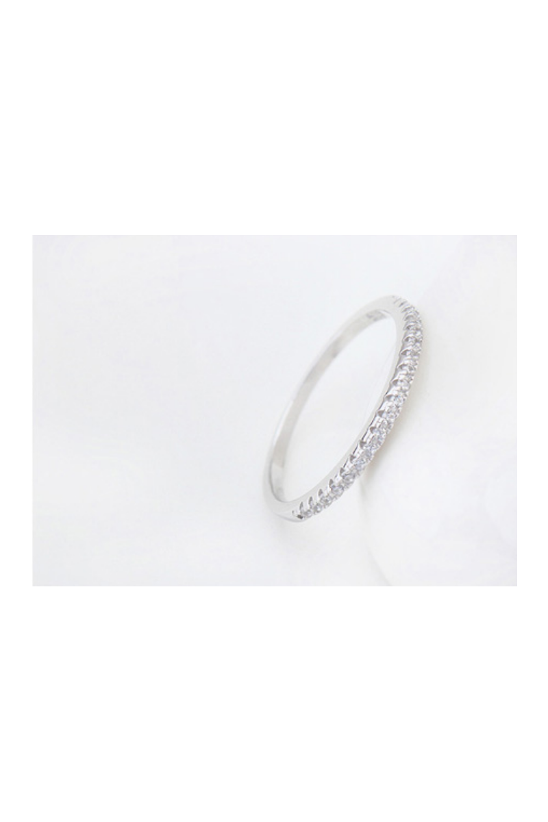 Bague simple argent anneau à strass - Ref 22988 - 01