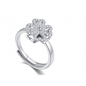 Bague anneau ajustable fleur argent - Ref 28960 - 02