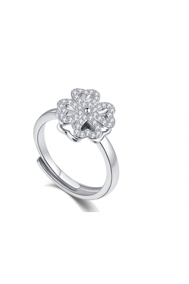 Bague anneau ajustable fleur argent - 28960 #1