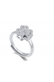 Bague anneau ajustable fleur argent - Ref 28960 - 02