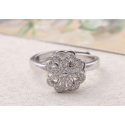 Bague anneau ajustable fleur argent - Ref 28960 - 03