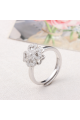 Bague anneau ajustable fleur argent - Ref 28960 - 04