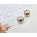 Boucle oreille clou argent femme rose gold imitation perle - Ref 18627 - 02