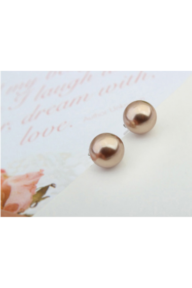Pretty women silver stud earrings rose gold imitation pearl - 18627 #1
