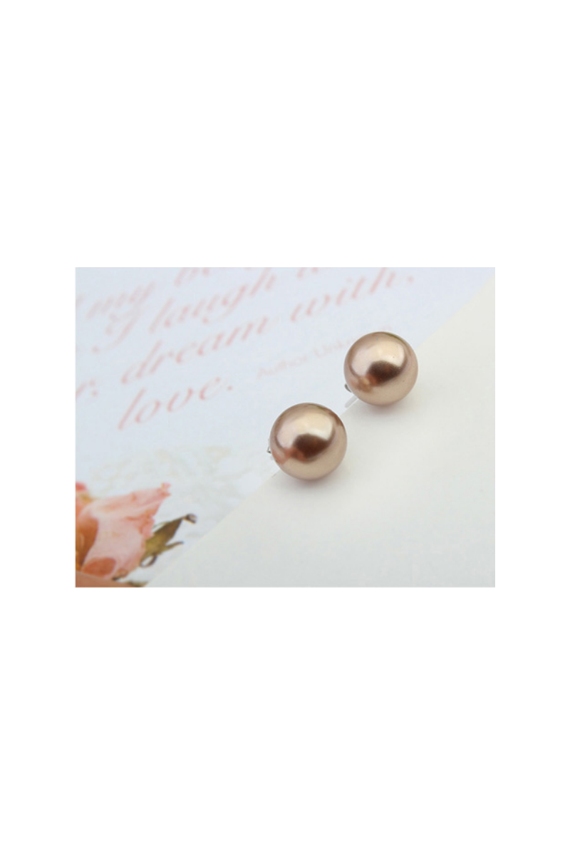 Boucle oreille clou argent femme rose gold imitation perle - Ref 18627 - 01