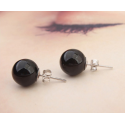 Elegant sterling silver earrings for women with black Pearl - Ref 18628 - 02