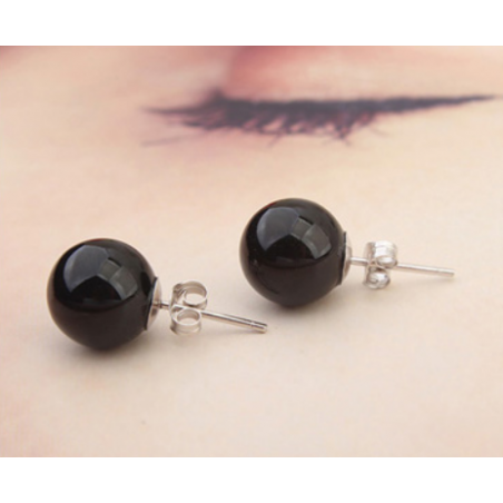 Elegant sterling silver earrings for women with black Pearl