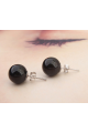 Elegant sterling silver earrings for women with black Pearl - Ref 18628 - 02