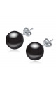 Elegant sterling silver earrings for women with black Pearl - Ref 18628 - 03