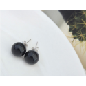 Elegant sterling silver earrings for women with black Pearl - Ref 18628 - 04