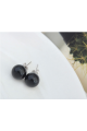 Clous d'oreilles argent élégant imitation perle noir femme - Ref 18628 - 04