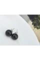 Elegant sterling silver earrings for women with black Pearl - Ref 18628 - 04