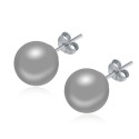 Bijou d'oreille femme argent sterling perle gris imitation - Ref 18629 - 02