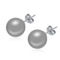 Fashion sterling silver earrings with pearl gray imitation - Ref 18629 - 02