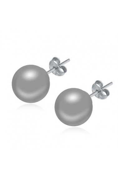 Fashion sterling silver earrings with pearl gray imitation - 18629 #1