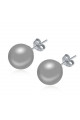 Bijou d'oreille femme argent sterling perle gris imitation - Ref 18629 - 02