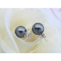 Fashion sterling silver earrings with pearl gray imitation - Ref 18629 - 03
