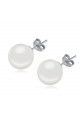 Jolie boucle oreille perle blanche imitation en argent 925 - Ref 18630 - 02