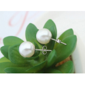Beautiful sdtud earrings with white pearl imitation silver - Ref 18630 - 03