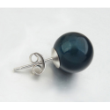 Cheap beautiful small silver hoop earrings green blue pearl - Ref 18631 - 02