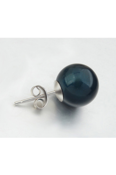 Cheap beautiful small silver hoop earrings green blue pearl - 18631 #1