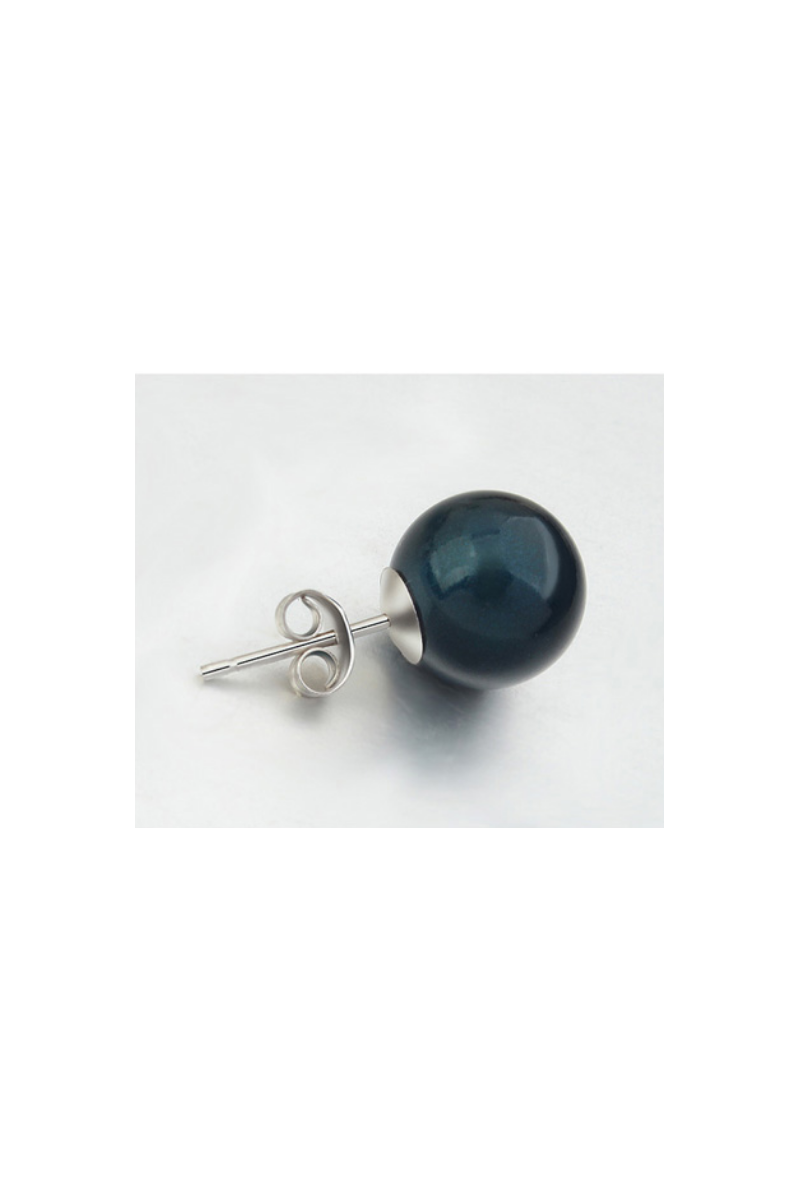Cheap beautiful small silver hoop earrings green blue pearl - Ref 18631 - 01
