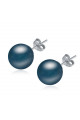 Cheap beautiful small silver hoop earrings green blue pearl - Ref 18631 - 03