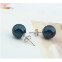 Cheap beautiful small silver hoop earrings green blue pearl - Ref 18631 - 05