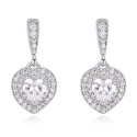 Stylish Silver heart stud earrings sparkling white crystal - Ref 22540 - 02