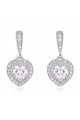 Stylish Silver heart stud earrings sparkling white crystal - Ref 22540 - 02