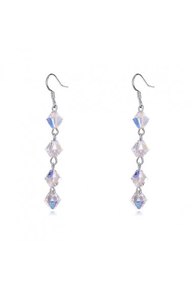 Sparkling multicolored white stone crochet pendant earrings - 23882 #1