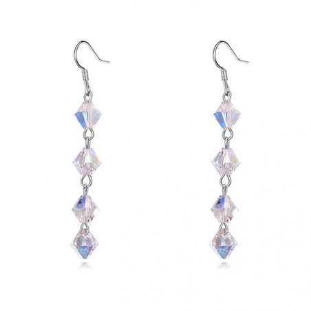 Crochet bijou oreille argent pendant avec joli cristal blanc