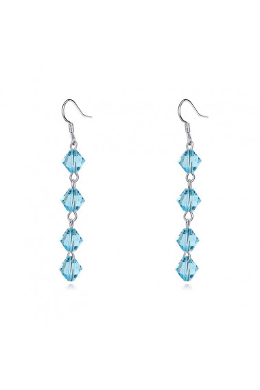 Support crochet oreille argent pendant à cristal bleu ciel - 23883 #1