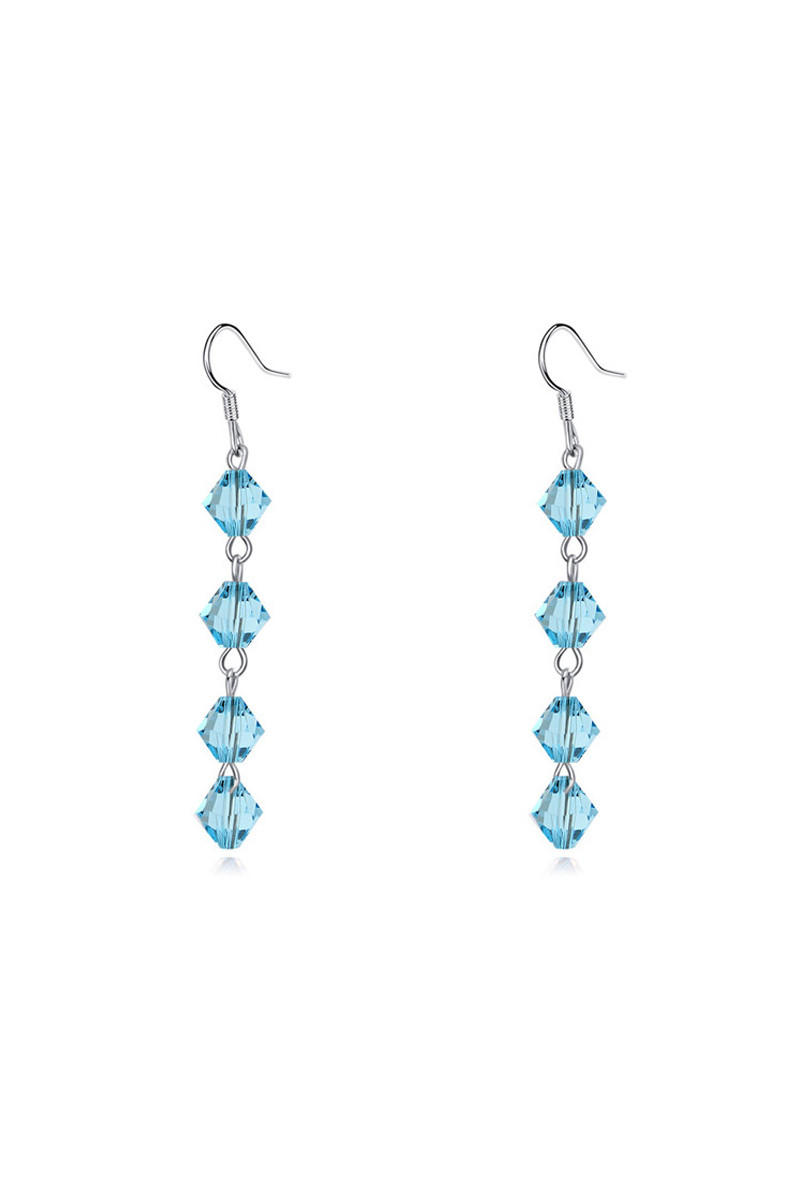 Best silver statement earrings pendant with light blue stone - Ref 23883 - 01