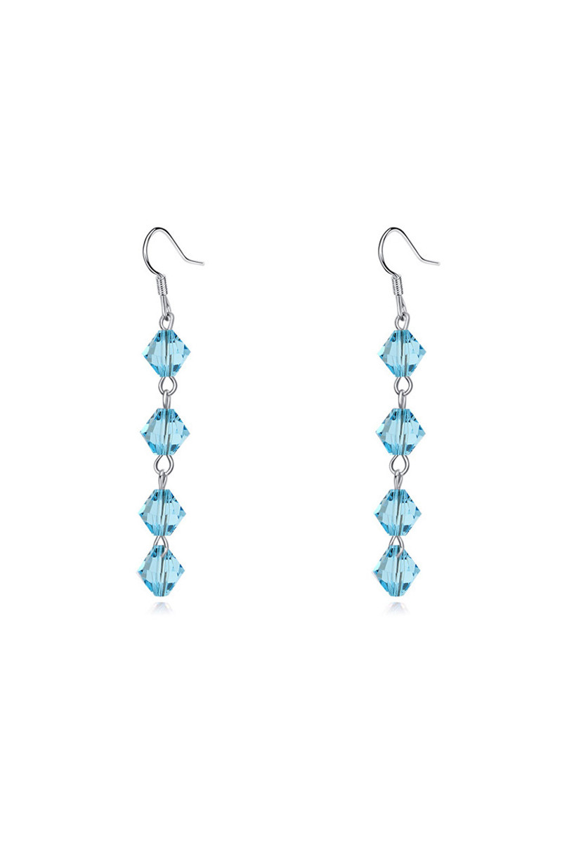 Support crochet oreille argent pendant à cristal bleu ciel - Ref 23883 - 01