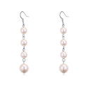 Boucle d'oreille perle rose imitation avec fermoir crochet - Ref 23887 - 02